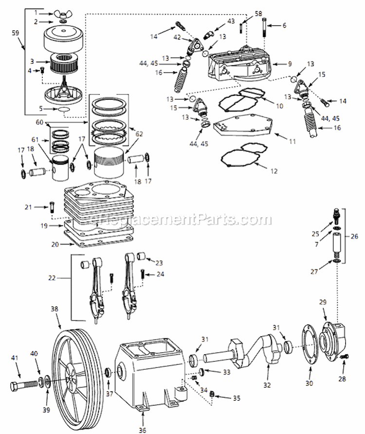 Page B Diagram and Parts List for TF291201 2003 Campbell Hausfeld Compressor